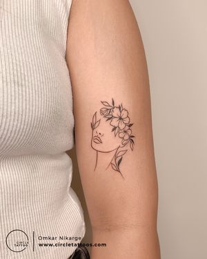 Line Art Girl Tattoo done by Omkar Nikarge at Circle Tattoo Delhi
