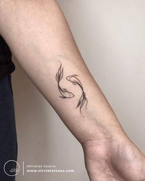 Koi Fish Line Art Tattoo done by Abhishek Saxena at Circle Tattoo Delhi