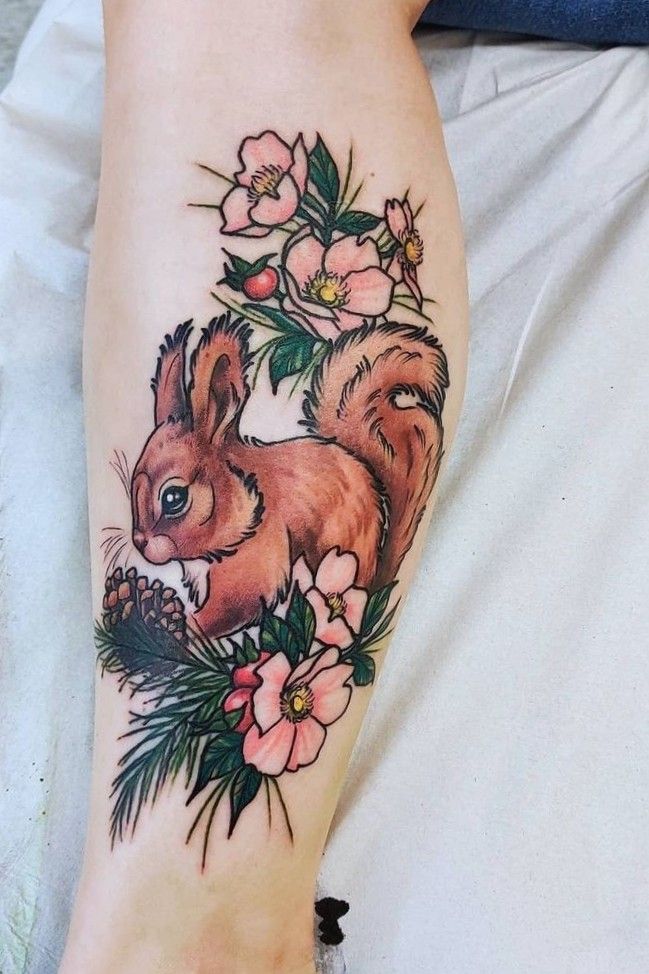 Bold Watercolour Squirrel Tattoo