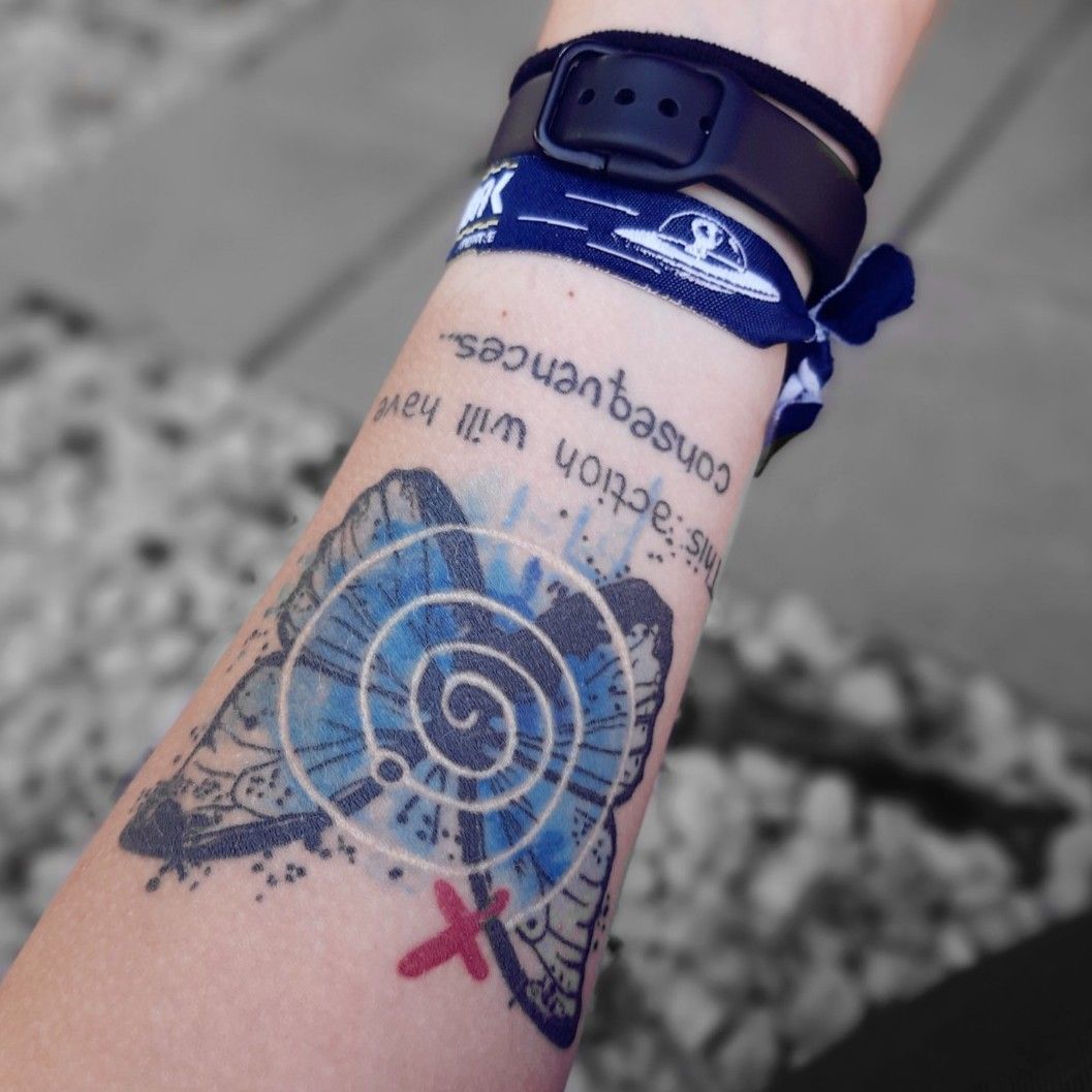 life is strange tattoo blue butterfly rewind this action will have  consequences  Weird tattoos Life tattoos Gaming tattoo