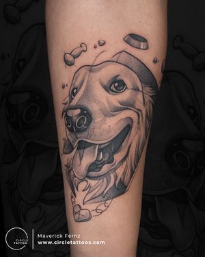 Custom Dog Portrait Tattoo done by Maverick Fernz at Circle Tattoo Studio