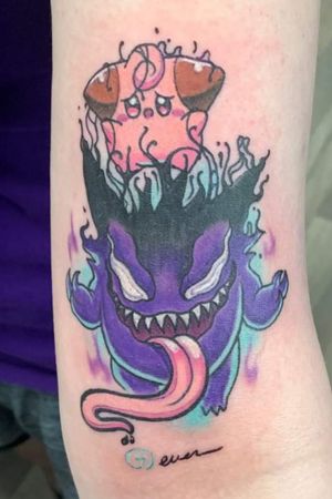 Venom style Gengar & CleffaSigned by the artist since this was a custom design