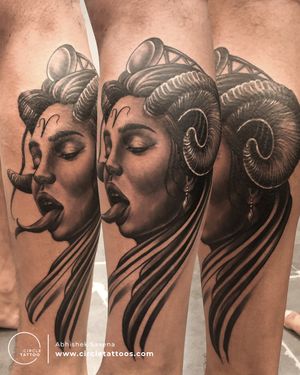 Custom Aries Tattoo done by Abhishek Saxena at Circle Tattoo Delhi