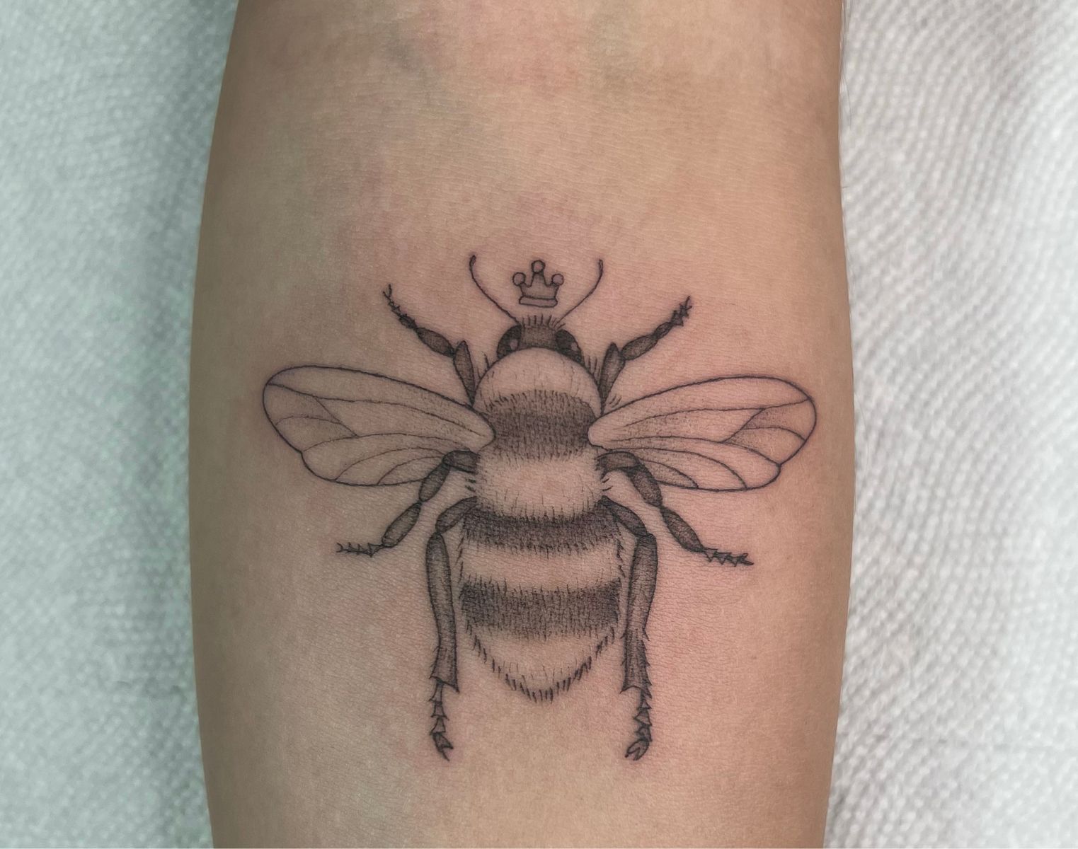tattoo-uploaded-by-abby-consylman-bee-on-forearm-tattoodo
