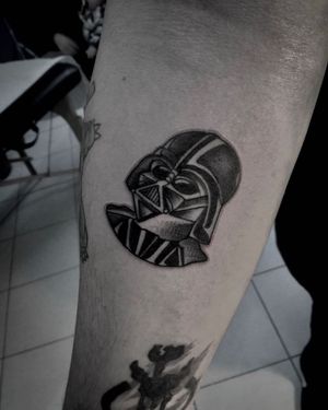Show your allegiance to the Empire with this bold and detailed Darth Vader blackwork tattoo by the talented artist Shasza.