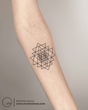 Sri Yantra Line Art Tattoo done by Abhishek Saxena at Circle Tattoo Delhi