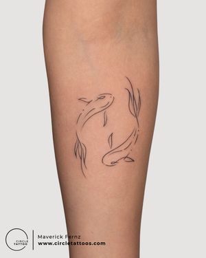 Koi Fish Line Art Tattoo done by Maverick Fernz at Circle Tattoo Studio