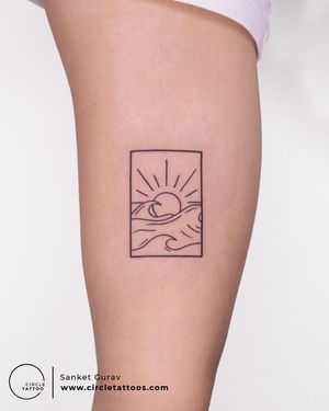 Sun & Wave Line Art Tattoo done by Sanket Gurav at Circle Tattoo Studio