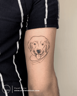 Line Art Dog Portrait Tattoo done by Piyush Kumar at Circle Tattoo Delhi