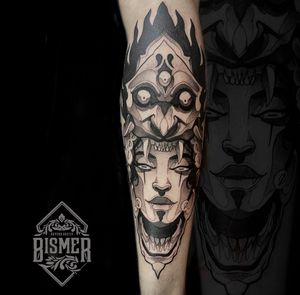 Neotraditional tattoo black and grey