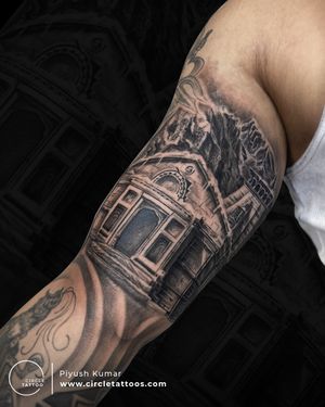 Kedarnath Temple Tattoo done by Piyush Kumar at Circle Tattoo Delhi