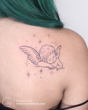Baby Angel Tattoo done by Sanket Gurav at Circle Tattoo Studio
