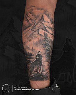 Custom Wolf Tattoo done by Parth Vasani at Circle Tattoo Studio