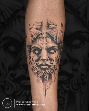 Green Man Mascaron Tattoo done by Prasad Sonawane at Circle Tattoo Studio