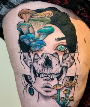 Trippy+skulls+lady faces = stuff I love tattooing