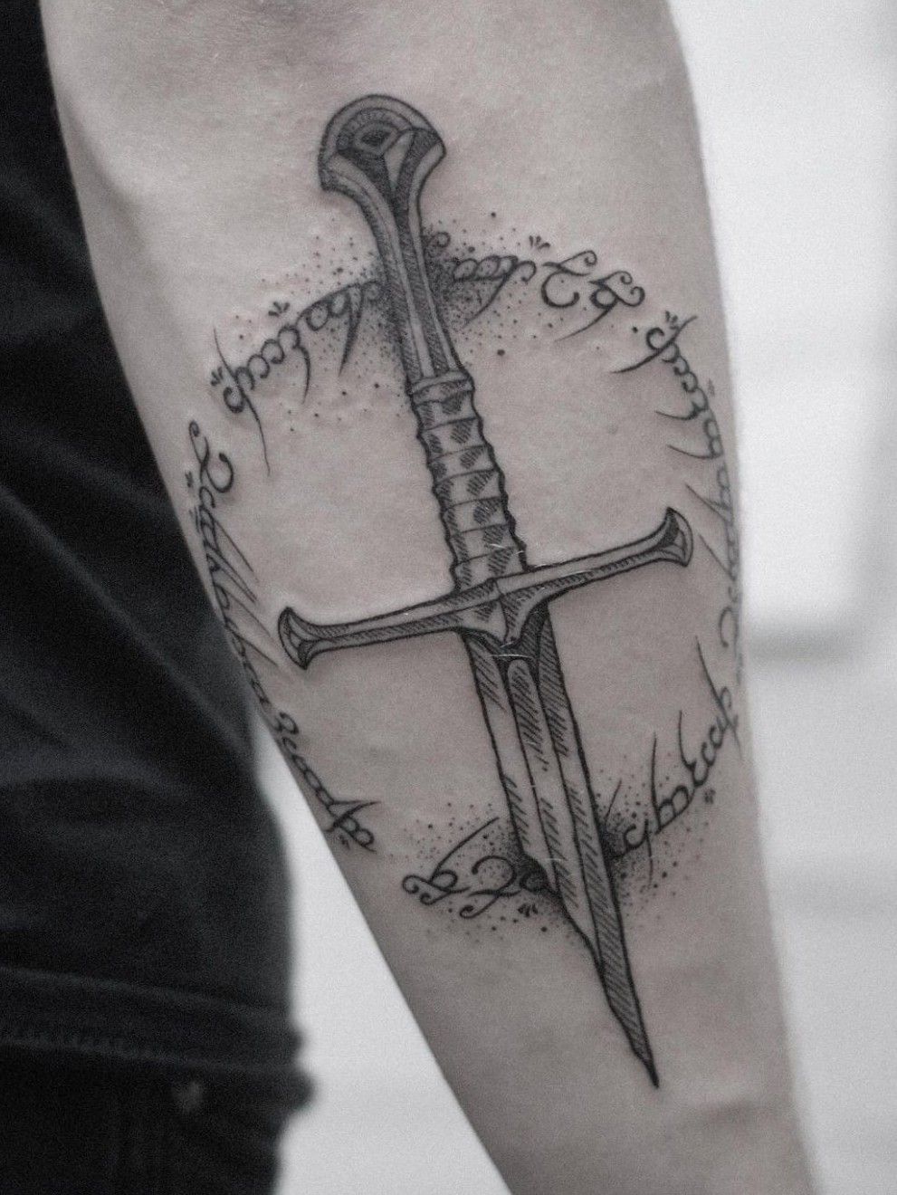 Ink Defense Tattoo  Narsil Sword of the Lord Aragorn Art designed by  our ProTeam Artist Chris Irish Corvi tattoosbychristophercorvi  DefendYourInk Tattoo Tattoodesign Ink Freshink Tattoomodel Inkart  art newtattoo tatoolove newink 