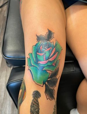 Abstract illustrative custom rose tattoo