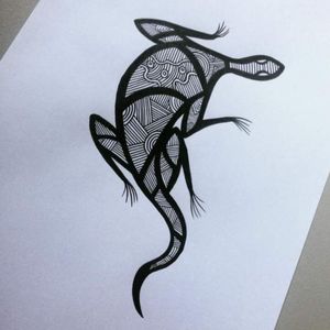 Indigenous lizard tattoo flash 