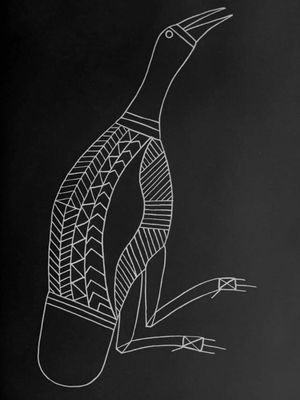 Indigenous bird tattoo outline 