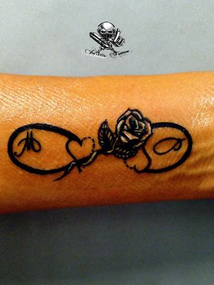 Infinity & Rose Small Tattoo