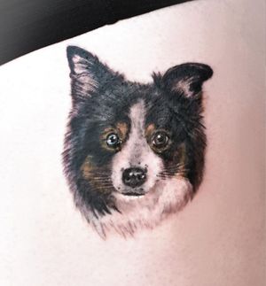 Capture the loyalty and love of man's best friend with a stunning realism tattoo by Juliany Braga. Showcase your connection with your furry companion through this intricate chest piece.