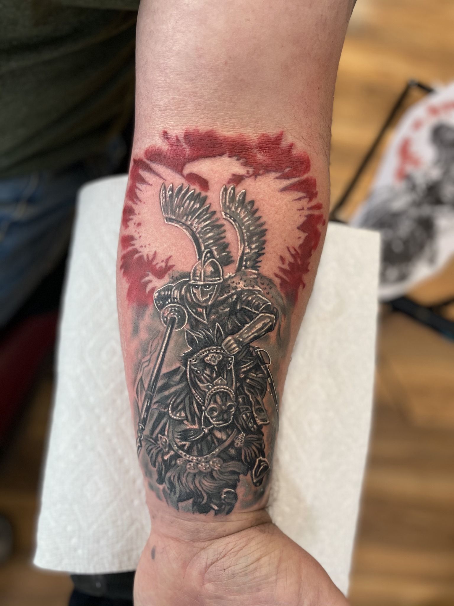 My baby bro might have gotten the most awesome patriotic tattoo ever polish  hussar helmet  9GAG