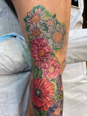 Floral work on this leg sleeve