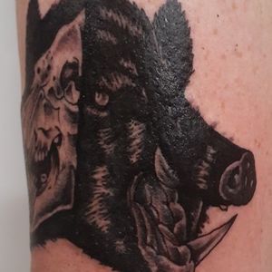 Boar tattoo black work 