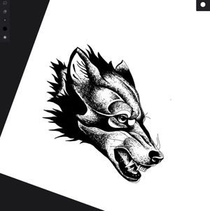 Black wolf tattoo flash 