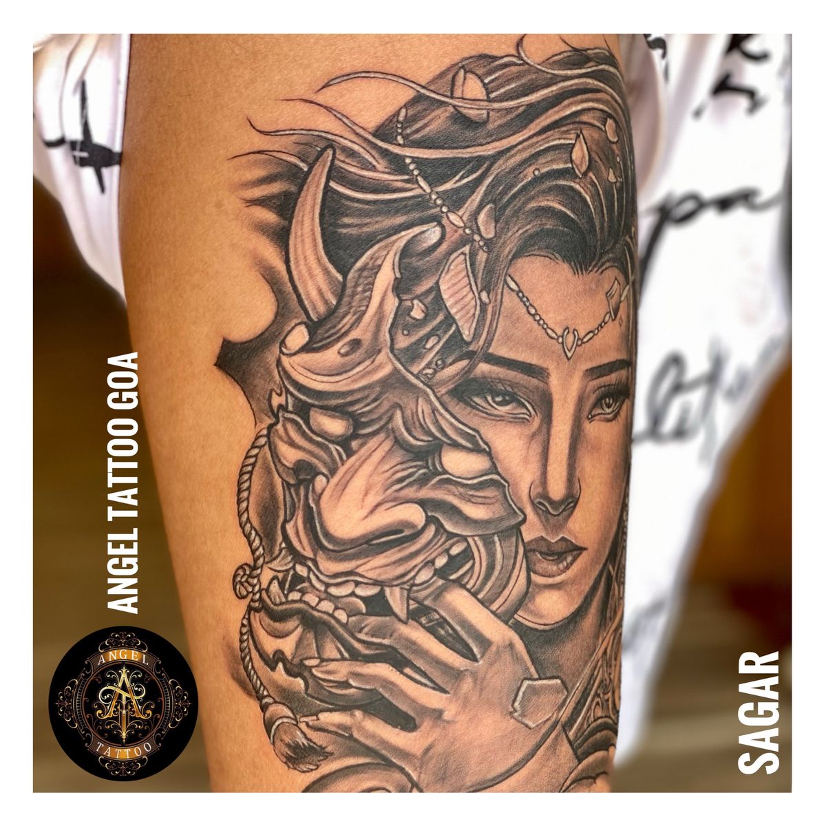 Tattoo uploaded by Angel Tattoo Studio Goa • Hannya Mask Tattoo By