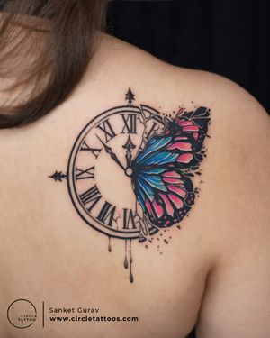 Colour Butterfly Tattoo done by Sanket Gurav at Circle Tattoo Studio