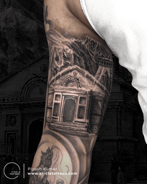 Kedarnath Temple Tattoo done by Piyush Kumar at Circle Tattoo Delhi