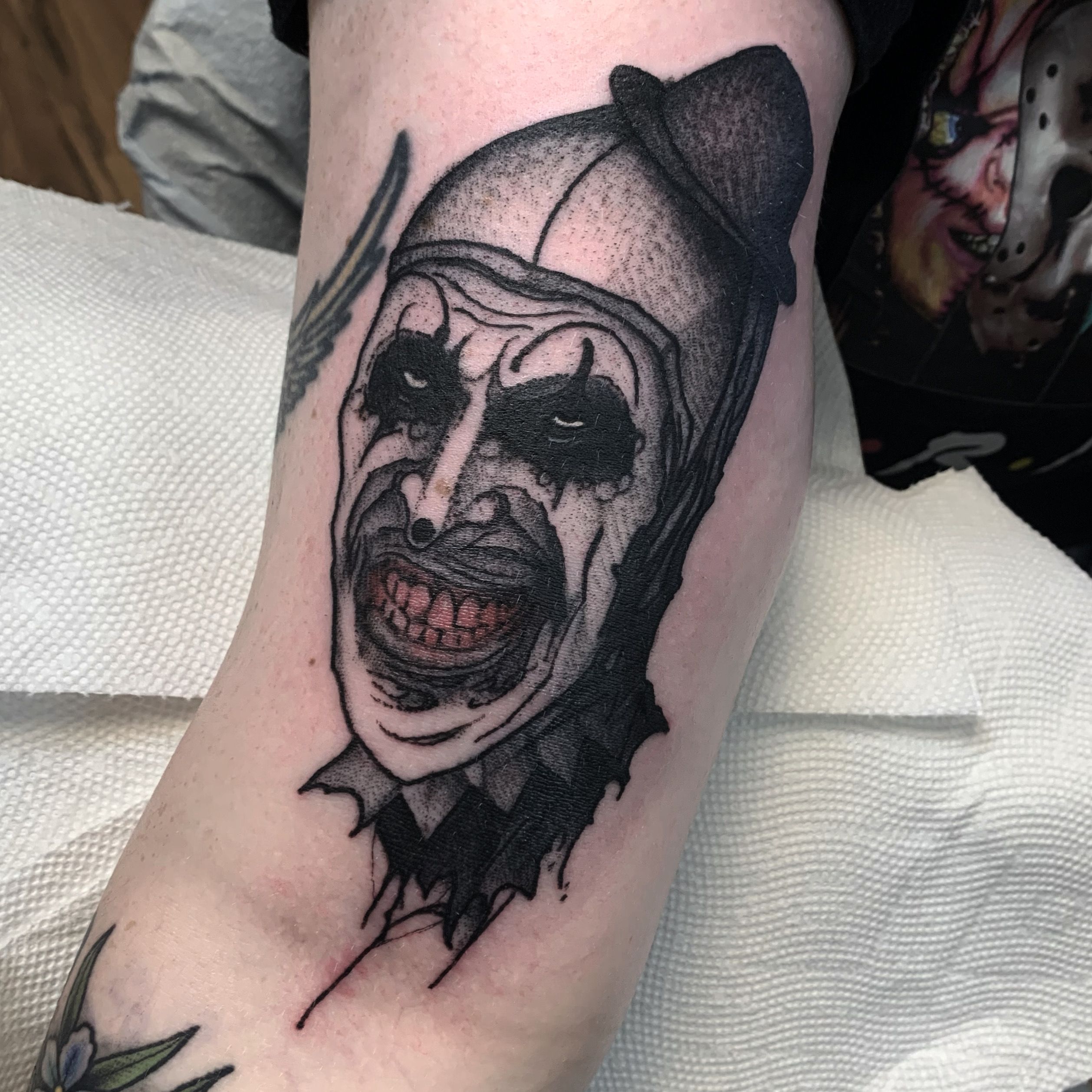 Art The Clown  Another amazing Art the Clown tattoo courtesy of Erick  Larios and tattoo artist Chris Lowk Great work  Facebook