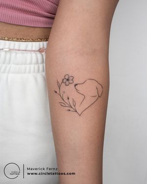 Dog Line Art Tattoo done by Maverick Fernz at Circle Tattoo Studio
