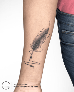 Pen Feather Tattoo done by Abhishek Saxena at Circle Tattoo Delhi