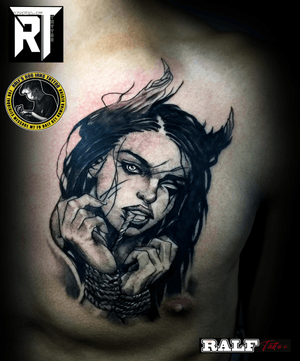 demon girl tattoo / girl tattoo 