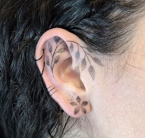 Ornamental and geometric shapes on ear