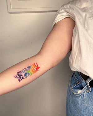 Get a stunning watercolor pattern tattoo on your forearm by Silber/Sofie. An illustrative design that stands out.