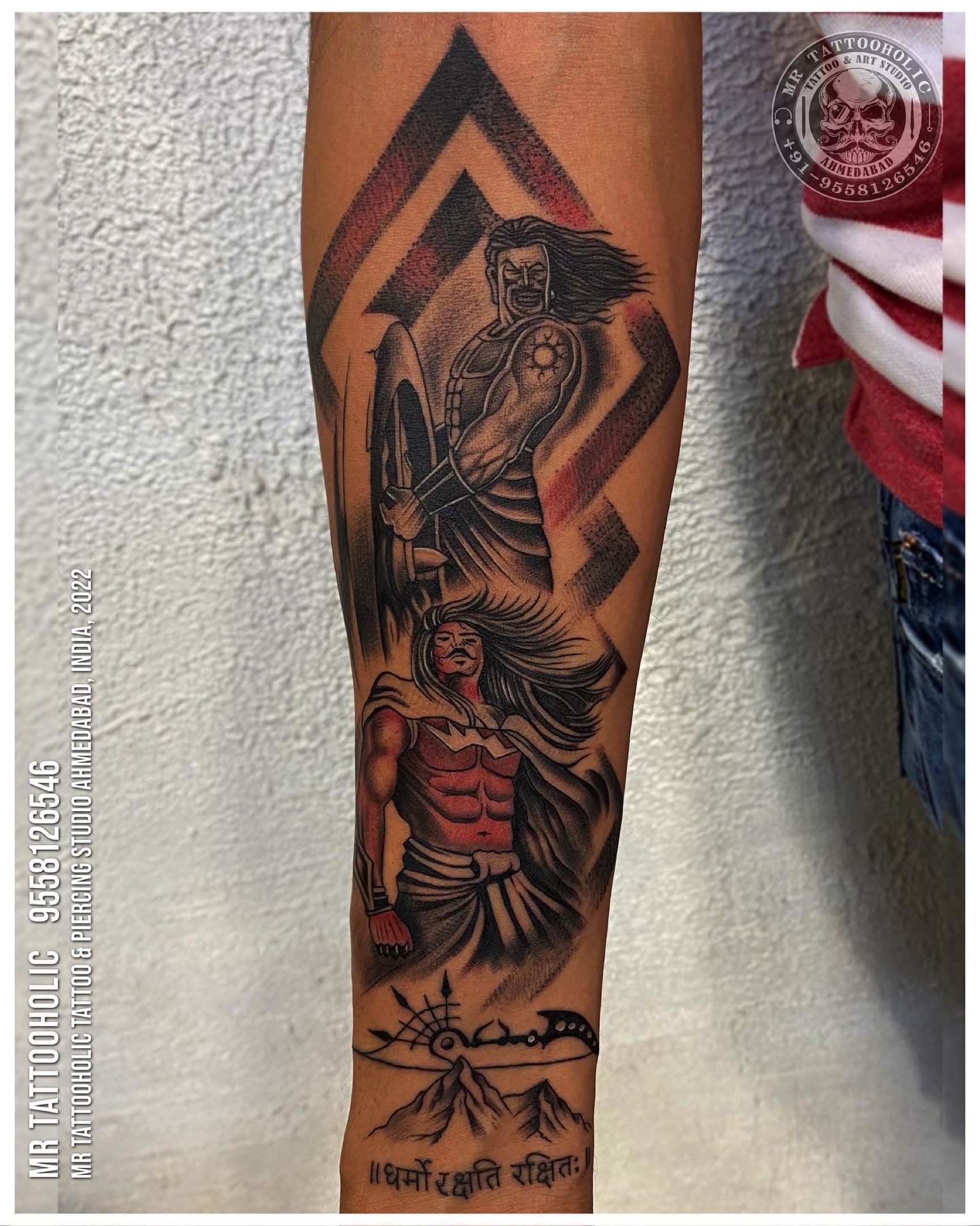 Lord Karna Tattoo by Akash Chandani Karna originally known as Vasusena Son  of Lord Surya is one of the ce  Forearm band tattoos Fighter tattoo  Sleeve tattoos