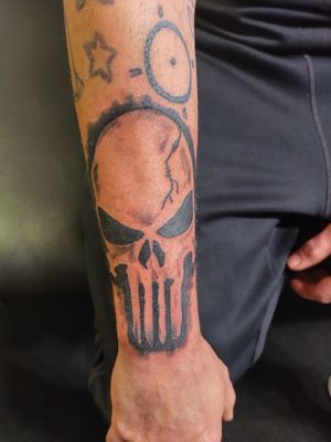 Punisher logo, by Victor Francis at Anonymous Ink, Washington PA.