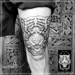 Line-work Tiger for Kjell. Doing this one was the most fun tattoo I've ever did becoz it's my Logo... Kjell was so excited to get this design before I flew to Indonesia and so do I. It was my honor to tattoo my Logo on his thigh to Knee. Wasn't easy spot for this kind of Line-work design but still... It was so challenging and so fun... Thank you Kjell for the trust and chose my logo as Tattoo on your Thigh.. Done at @kayon_tattoo_atelier If you like this kind of Line-work Tattoo. Send me a DM for appointment or consultation. . . . . . #hendjerin #tigertattoo #tattoo #kayontattooatelier #blackworktattoo #tiger #animaltattoo #lineworktattoo #berlin #blackworkers #bali #canggu #balitattoo #iblackwork #tattooart #blackworknow