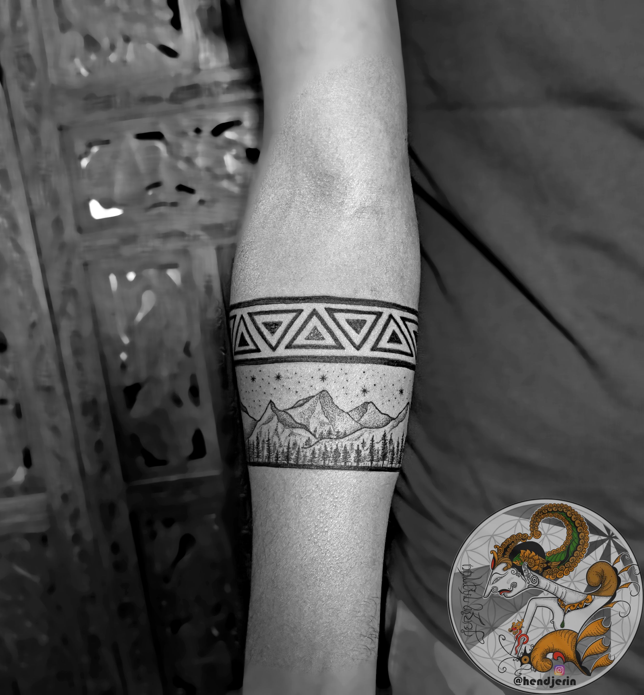 Tattoo uploaded by Jerin • Ornamental/Dotworks Mountains Armband Tattoo  (freehand drawing) for Saurabh as a reminder from where he's coming from  and always connected to the Nature. For consultation and appointment please