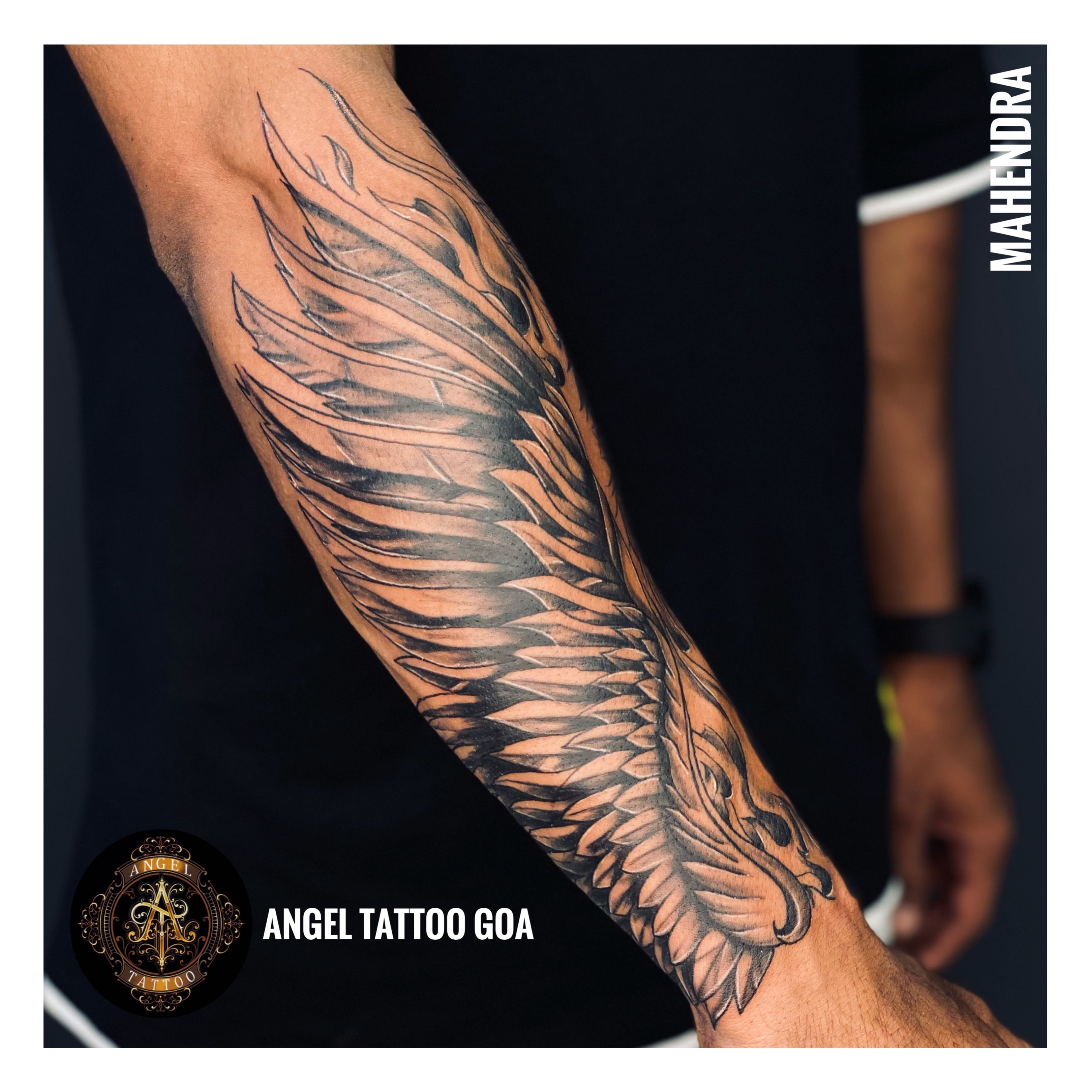angel wings tattoo  Cool tattoos for guys Simple forearm tattoos Simple arm  tattoos