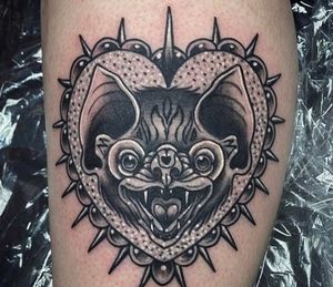 Spooky Bat!Created by Linda Millicent She specializes in NeoTrad, Blackwork, Ornamental, and Geometric Styles