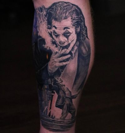 more to this joker leg sleeve in progress #nyctattooartist #joker #portrait