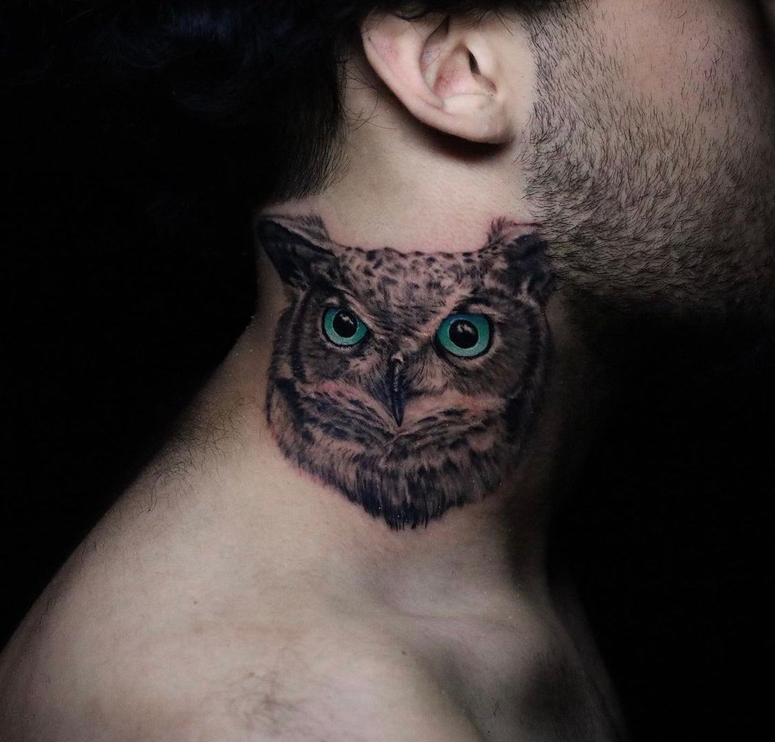 Neck tattoo  owl design on neck  Jamnagar tattoo studio  YouTube