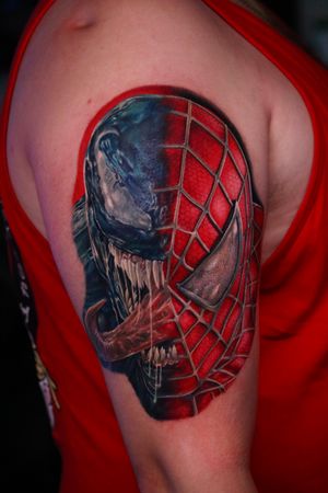 spider man/venom mash up #nyctattooartist #marvel #portrait