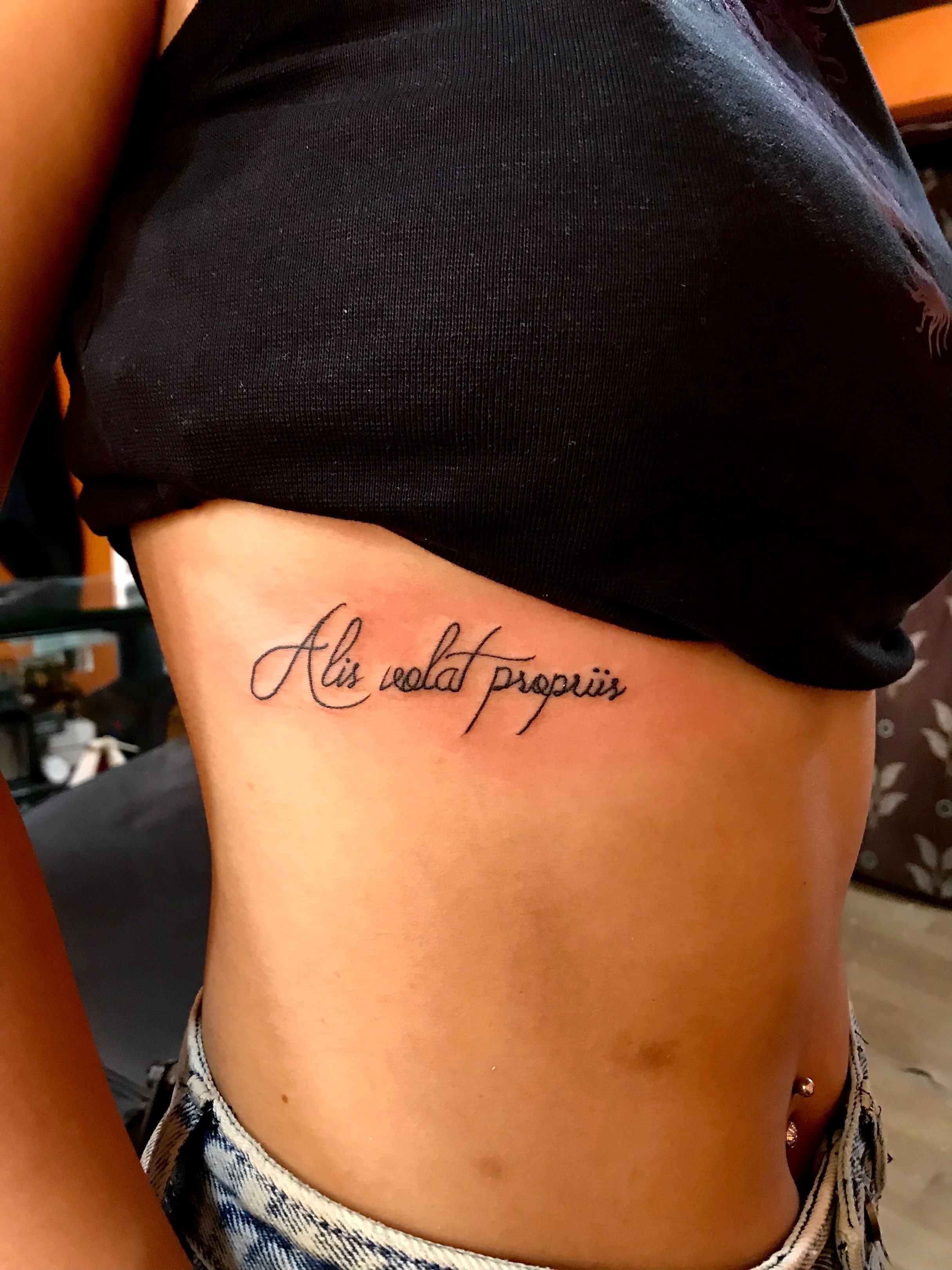 Lovely Meaningful Quote Tattoo On Rib Cage