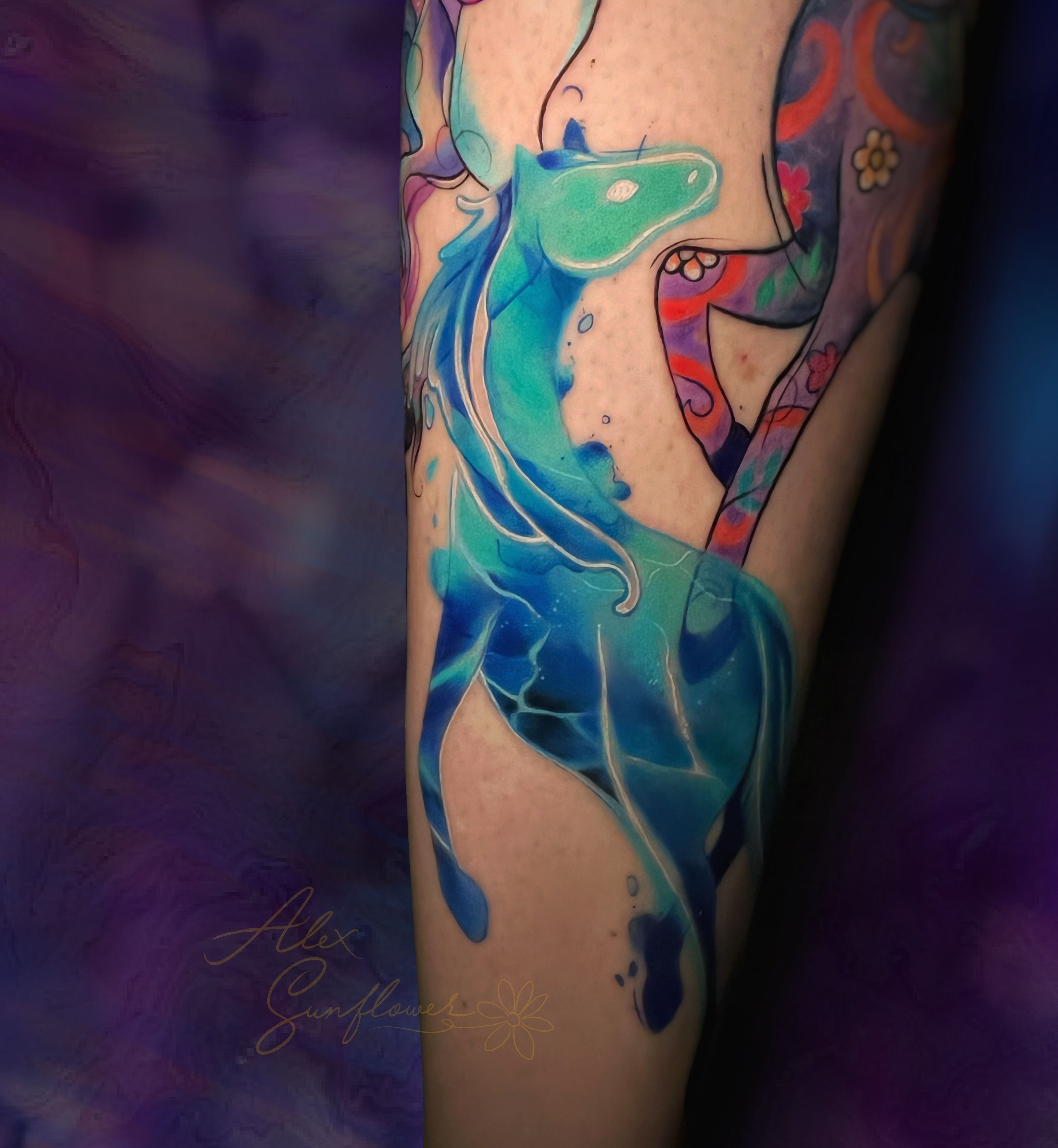Fun colorful custom Nai'a (Dolphin), and Ānuenue (Rainbow) tattoo done by  resident artist @healoha_lokahistudios. You can book an appt... | Instagram