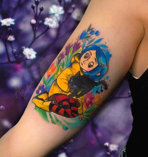 Coraline Watercolor Tattoo